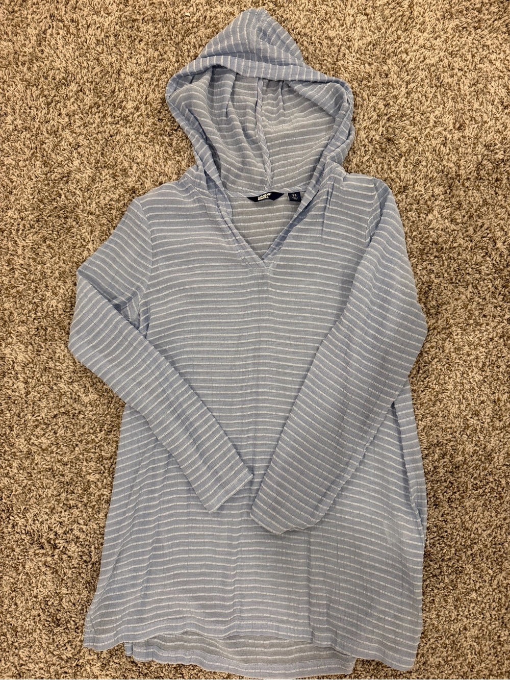Lands' End Light Blue and White Striped V-Neck Tunic